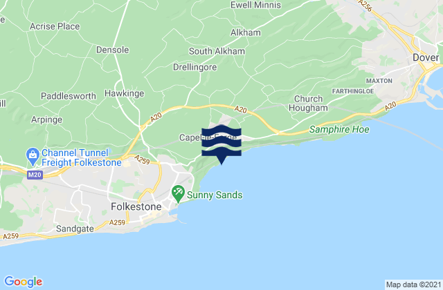 Mapa da tábua de marés em Barham, United Kingdom