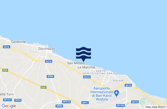 Mapa da tábua de marés em Bari, Italy