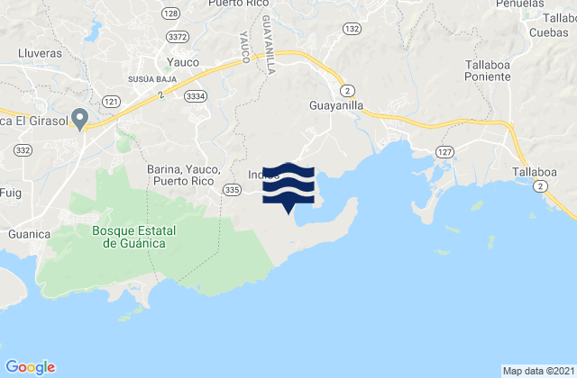 Mapa da tábua de marés em Barina Barrio, Puerto Rico