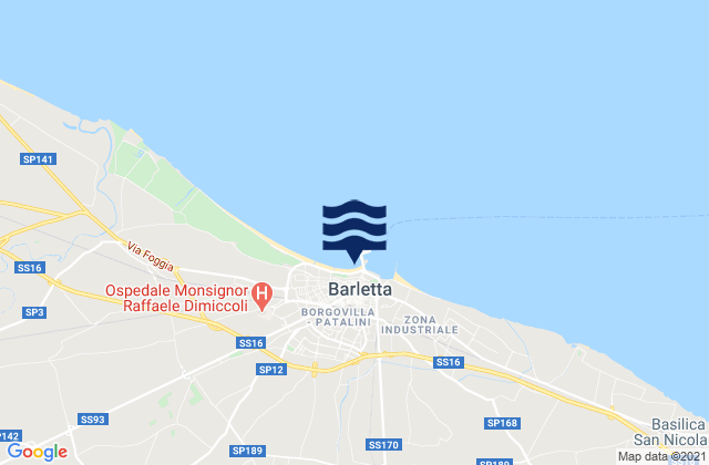 Mapa da tábua de marés em Barletta, Italy