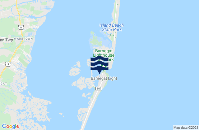 Mapa da tábua de marés em Barnegat Inlet (inside), United States