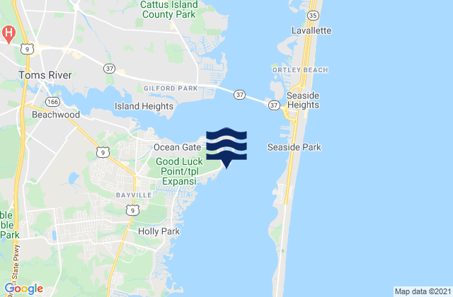Mapa da tábua de marés em Barnegat Pier, United States
