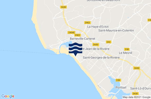 Mapa da tábua de marés em Barneville-Plage, France