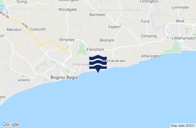 Mapa da tábua de marés em Barnham, United Kingdom