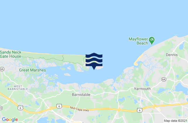 Mapa da tábua de marés em Barnstable Harbor Beach Point, United States