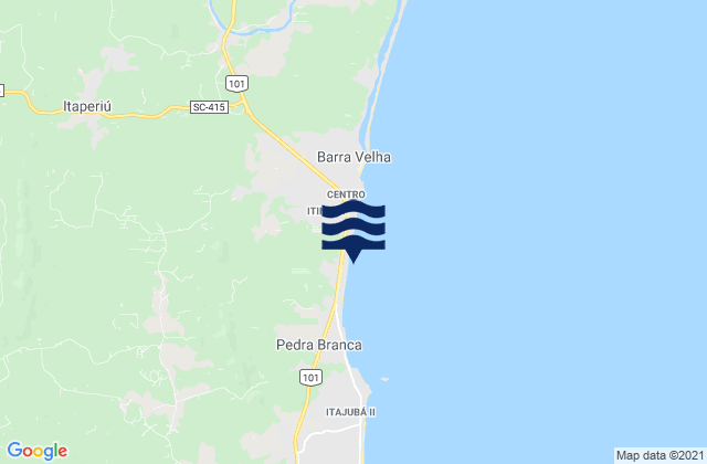 Mapa da tábua de marés em Barra Velha, Brazil