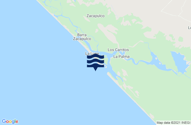 Mapa da tábua de marés em Barra Zacapulco, Mexico
