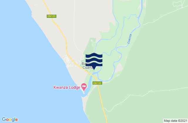 Mapa da tábua de marés em Barra da Cuanza, Angola