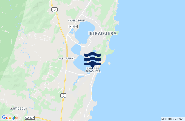 Mapa da tábua de marés em Barra de Ibiraquera, Brazil
