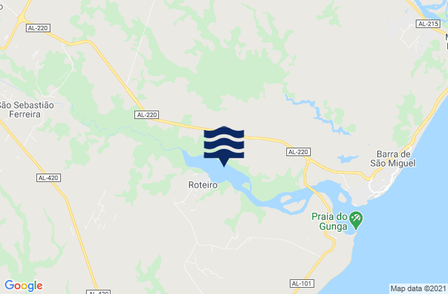 Mapa da tábua de marés em Barra de São Miguel, Brazil