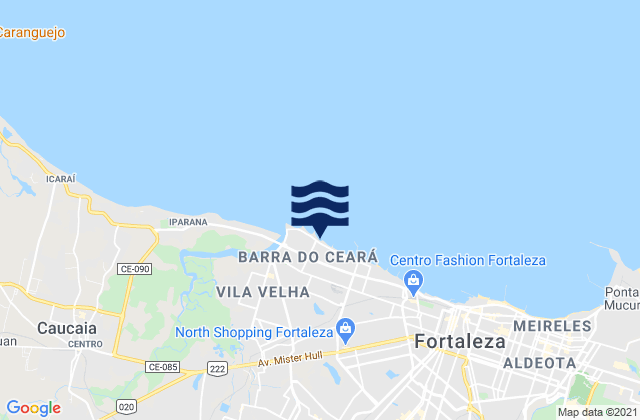 Mapa da tábua de marés em Barra do Ceara, Brazil