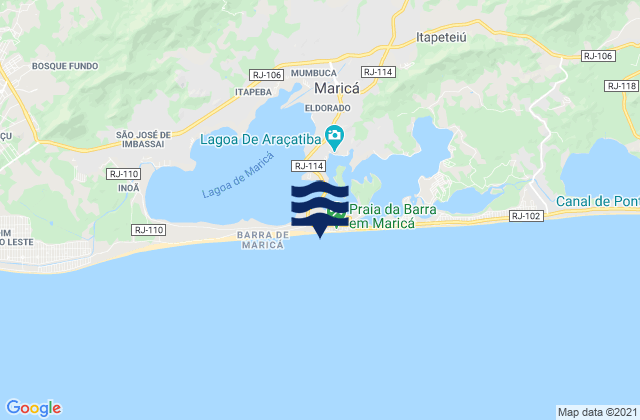 Mapa da tábua de marés em Barre de Marica, Brazil
