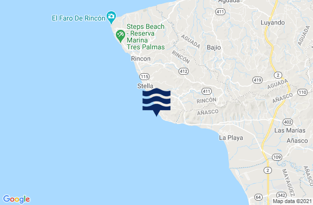 Mapa da tábua de marés em Barrero Barrio, Puerto Rico
