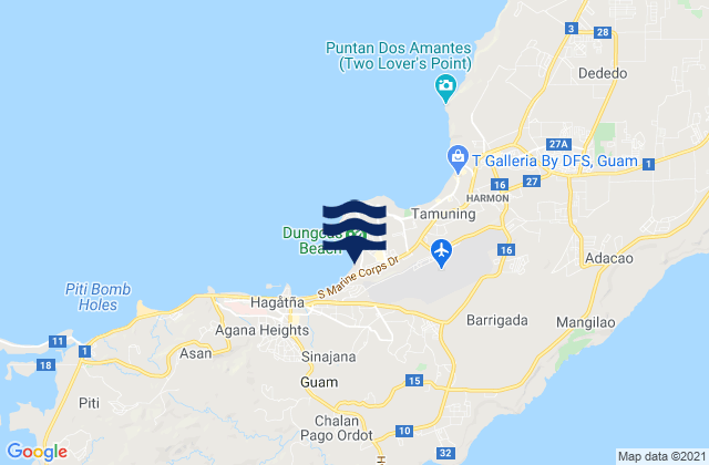 Mapa da tábua de marés em Barrigada Municipality, Guam