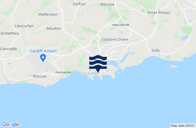 Mapa da tábua de marés em Barry, United Kingdom