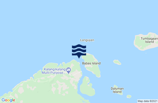 Mapa da tábua de marés em Basbas Channel (Tawitawi Island), Philippines