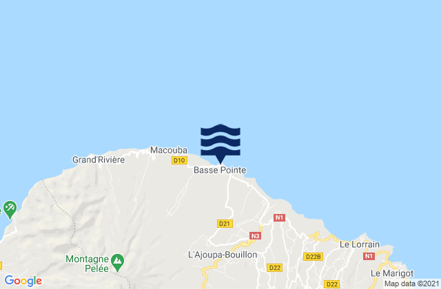 Mapa da tábua de marés em Basse-Pointe, Martinique