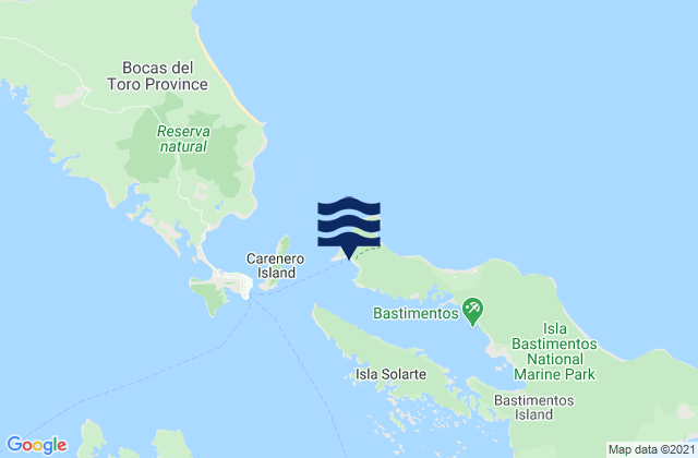Mapa da tábua de marés em Bastimentos, Panama
