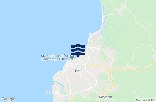 Mapa da tábua de marés em Bata Bay Rio Muni, Equatorial Guinea