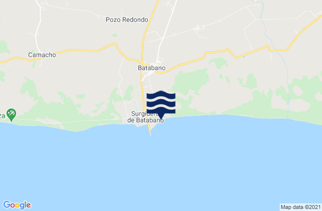 Mapa da tábua de marés em Batabanó, Cuba