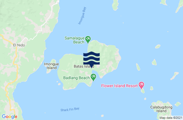 Mapa da tábua de marés em Batas Island, Philippines
