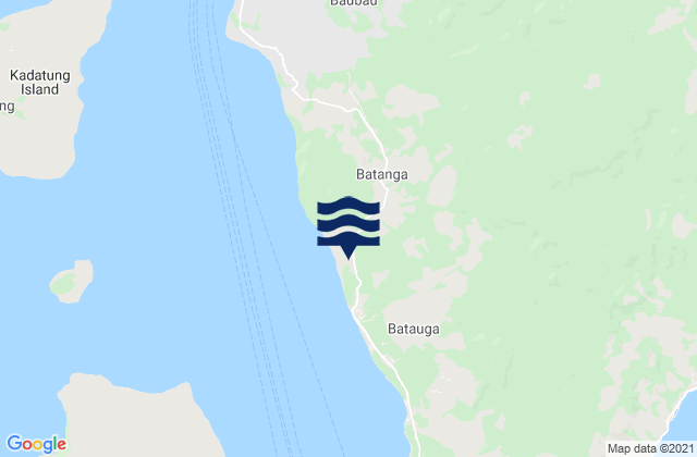 Mapa da tábua de marés em Batauga, Indonesia