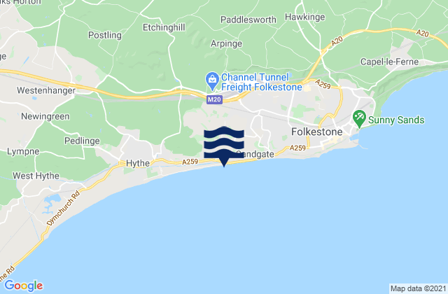 Mapa da tábua de marés em Battery Point Beach, United Kingdom