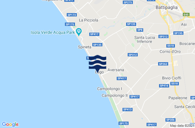 Mapa da tábua de marés em Battipaglia, Italy