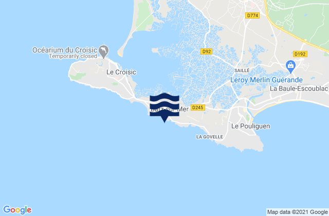 Mapa da tábua de marés em Batz-sur-Mer, France
