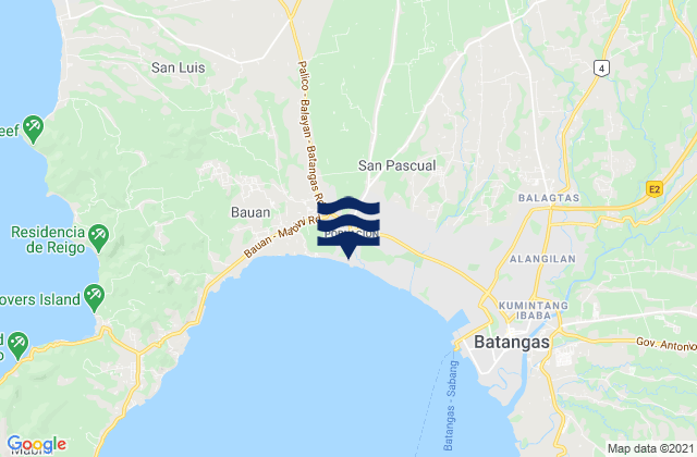 Mapa da tábua de marés em Bauan, Philippines