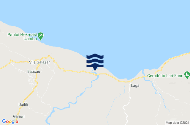 Mapa da tábua de marés em Baucau, Timor Leste