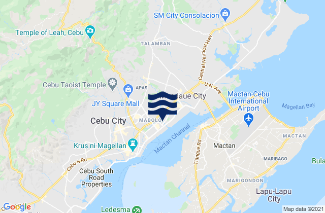 Mapa da tábua de marés em Baugo, Philippines