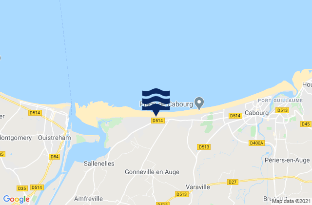 Mapa da tábua de marés em Bavent, France