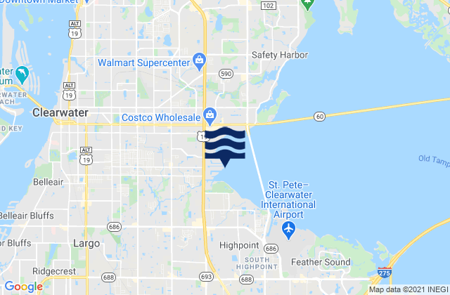 Mapa da tábua de marés em Bay Aristocrat Village Old Tampa Bay, United States