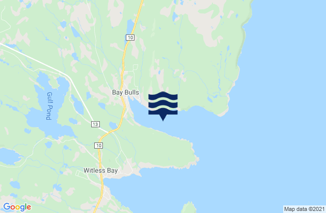 Mapa da tábua de marés em Bay Bulls, Canada