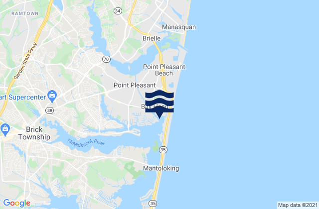 Mapa da tábua de marés em Bay Head Harbor, United States