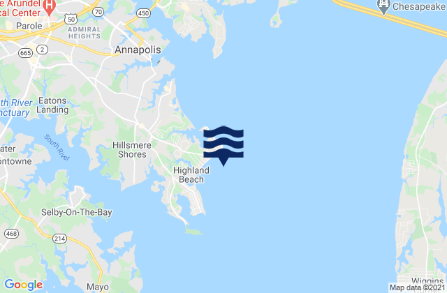 Mapa da tábua de marés em Bay Ridge, United States