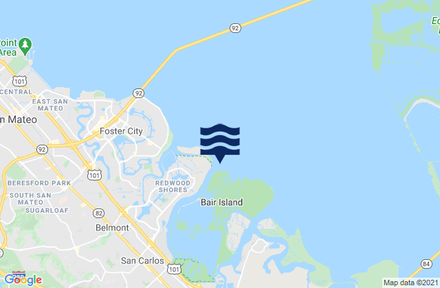 Mapa da tábua de marés em Bay Slough (East End), United States