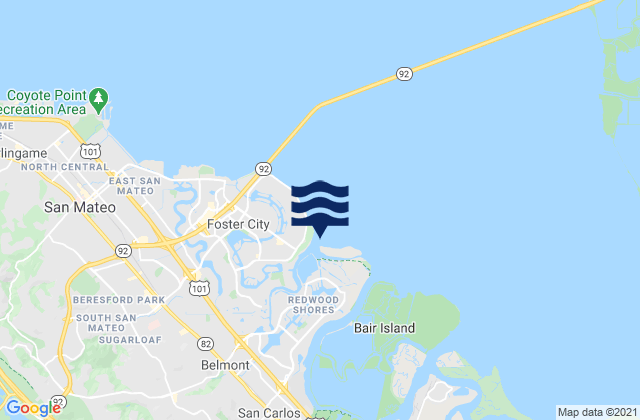 Mapa da tábua de marés em Bay Slough (West End), United States