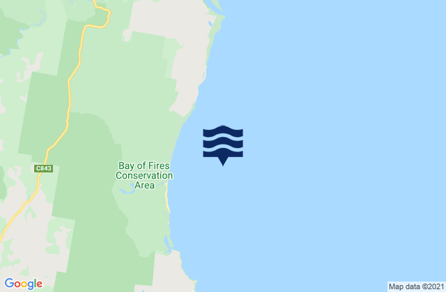 Mapa da tábua de marés em Bay of Fires, Australia
