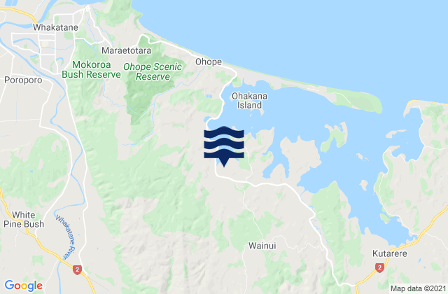 Mapa da tábua de marés em Bay of Plenty, New Zealand