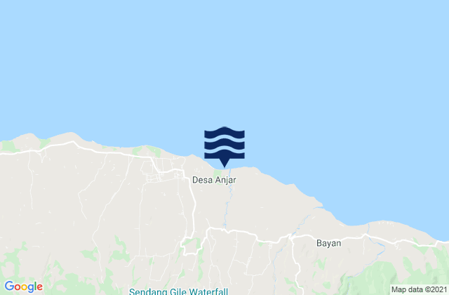 Mapa da tábua de marés em Bayan, Indonesia