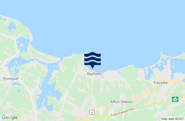 Mapa da tábua de marés em Bayfield Beach, Canada
