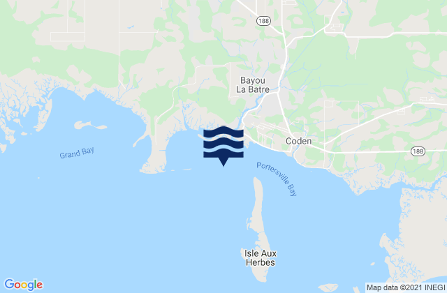 Mapa da tábua de marés em Bayou La Batre (Mississippi Sound), United States