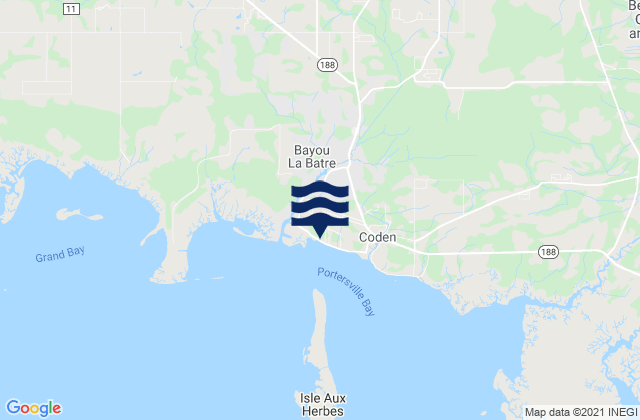 Mapa da tábua de marés em Bayou La Batre Bridge, United States
