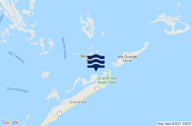 Mapa da tábua de marés em Bayou Rigaud (Grand Isle), United States