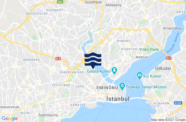 Mapa da tábua de marés em Bayrampaşa, Turkey