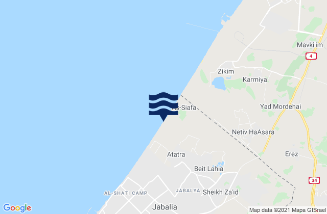 Mapa da tábua de marés em Bayt Ḩānūn, Palestinian Territory