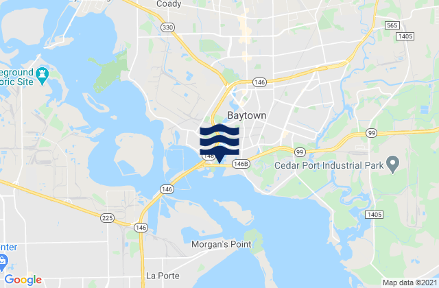 Mapa da tábua de marés em Baytown, United States