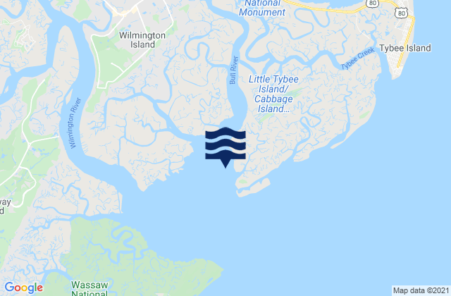 Mapa da tábua de marés em Beach Hammock, United States